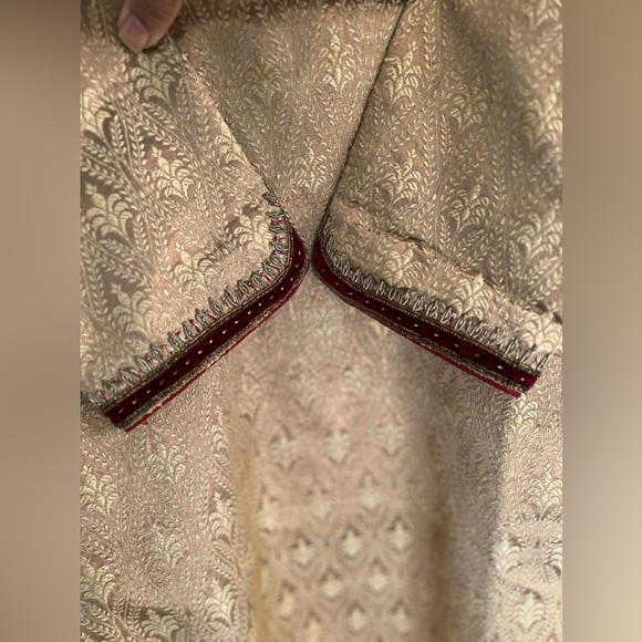 Gold and Red Kurta Pajama Set - Picture 6 of 7